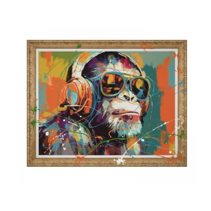 Gallery Direct Chillin’ Chimp Framed Canvas – Urban Graffiti Wall Art