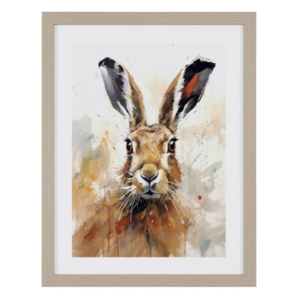 Gallery Direct Hadley Hare Framed Wall Art – Watercolour Animal Artwork