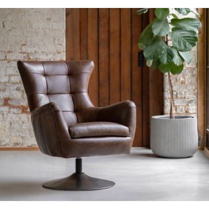 Gallery Direct Bristol Swivel Chair In Brown Leather Gallery Direct Bristol Swivel Chair In Brown Leather