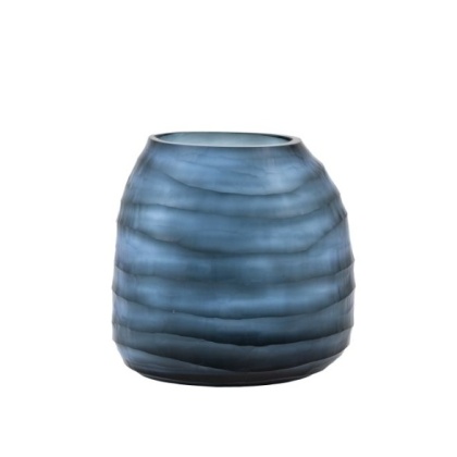 Sintra Handblown Carved Glass Vase Small Ink