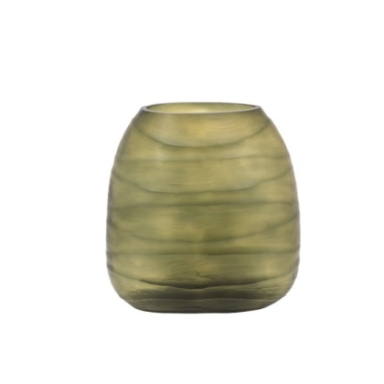 Sintra Handblown Carved Glass Vase Large Olive