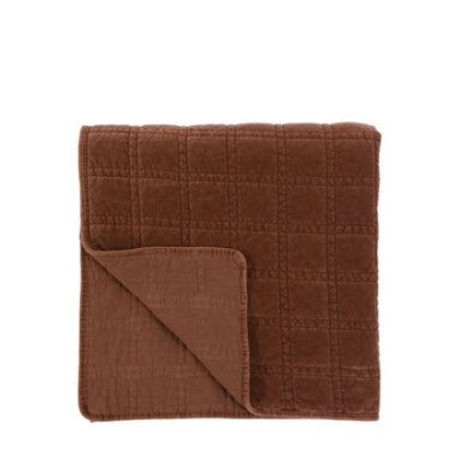 Gallery Cotton Velvet Stitched Bedspread - Rust