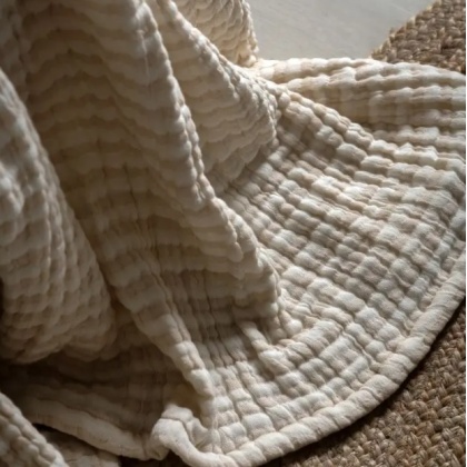 Gallery Crinkle Stripe Bedspread - Beige Gallery Crinkle Stripe Bedspread - Beige