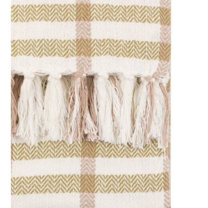 Gallery Avro Grid Woven Throw - Green / Rust Gallery Avro Grid Woven Throw - Green / Rust