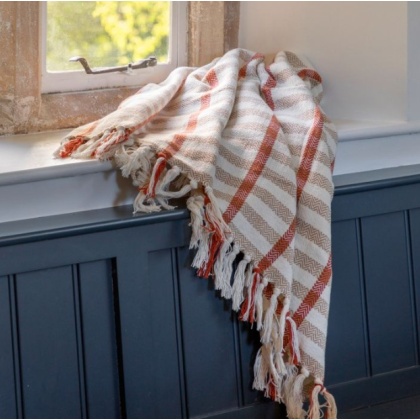 Gallery Avro Grid Woven Throw - Rust / Natural Gallery Avro Grid Woven Throw - Rust / Natural