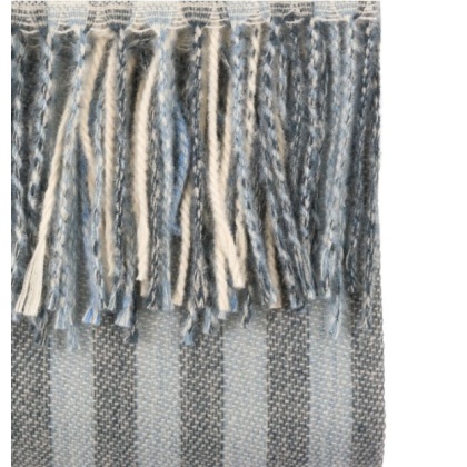 Gallery Lille Jaquard Stripe Throw - Blue / Natural Gallery Lille Jaquard Stripe Throw - Blue / Natural