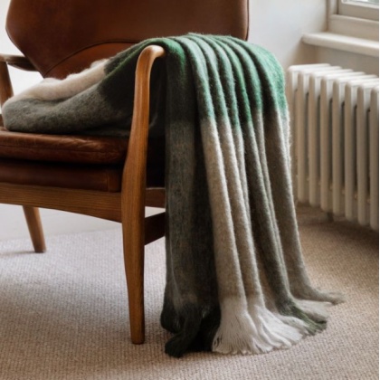 Gallery Heritage Check Faux Mohair Throw - Green Gallery Heritage Check Faux Mohair Throw - Green