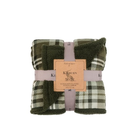 Gallery Tartan Sherpa Throw - Olive Gallery Tartan Sherpa Throw - Olive