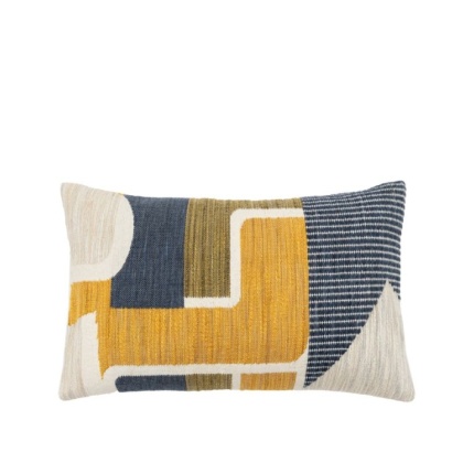 Gallery Quinn Jacquard Cushion - Ochre & Navy Rectangle Gallery Quinn Jacquard Cushion - Ochre & Navy Rectangle