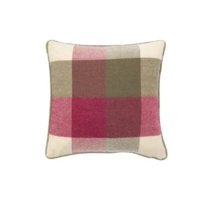 Gallery Dursley Check Cushion - Cranberry & Olive Gallery Dursley Check Cushion - Cranberry & Olive