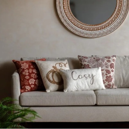 Gallery Embroidered Pumpkin Cushion Gallery Embroidered Pumpkin Cushion
