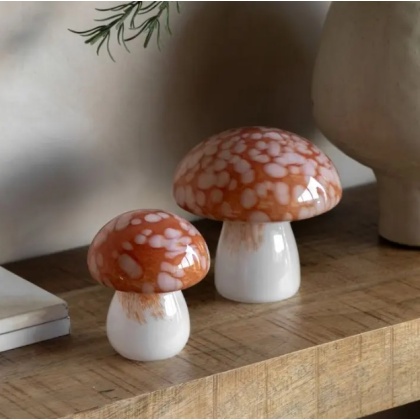 Gallery Confetti Glass Mushrooms - Set Of 2 - Burnt Orange Gallery Confetti Glass Mushrooms - Set Of 2 - Burnt Orange