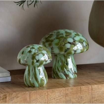 Gallery Confetti Glass Mushrooms - Set Of 2 - Forest Green Gallery Confetti Glass Mushrooms - Set Of 2 - Forest Green