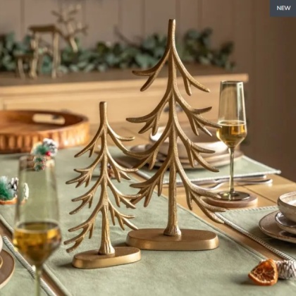 Gallery Woodland Set of 2 Metal Tree Ornaments Gold Gallery Woodland Set of 2 Metal Tree Ornaments Gold