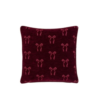 Gallery Heritage Bow Chenille Cushion Merlot Gallery Heritage Bow Chenille Cushion Merlot