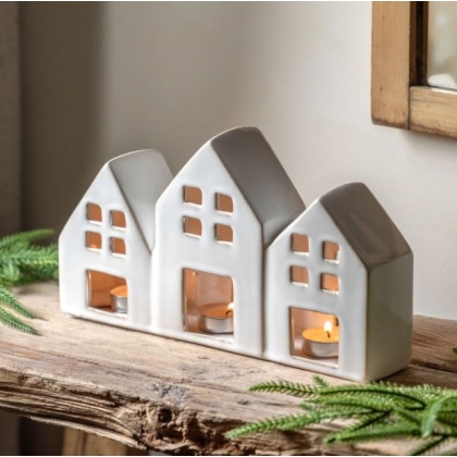 Gallery Pearly White Houses Tealight Holder Gallery Pearly White Houses Tealight Holder
