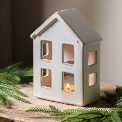 Gallery Pearly White House Tealight Holder Single Gallery Pearly White House Tealight Holder Single