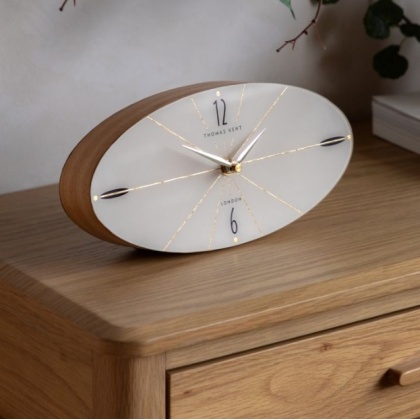 Thomas Kent Greenwich Ellipse Mantle Clock Oak Stripe Thomas Kent Greenwich Ellipse Mantle Clock Oak Stripe