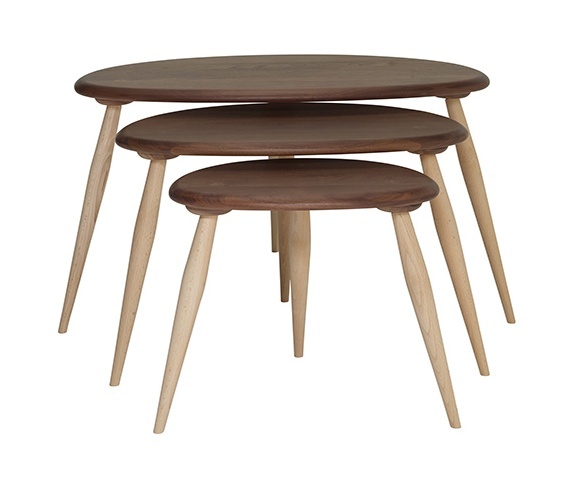 Ercol-3543 Originals Nest of Tables with walnut tops