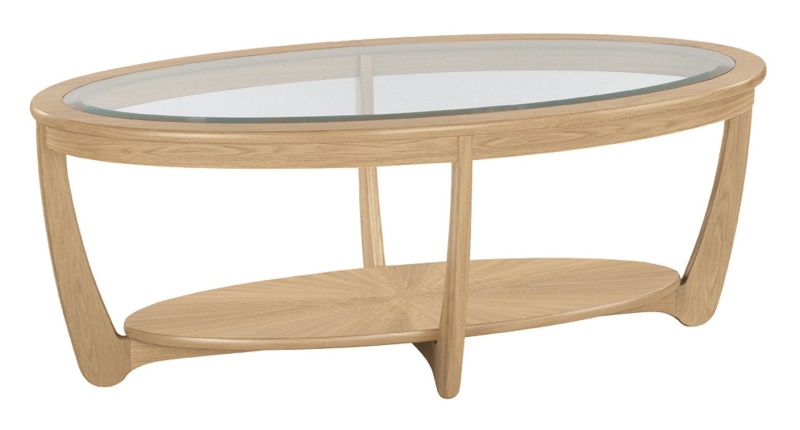Nathan 5835 Shades Oak Glass Top Oval Coffee Table