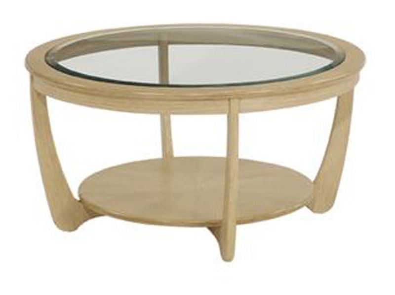 Nathan 5915 Shades Oak Glass Top Round Coffee Table