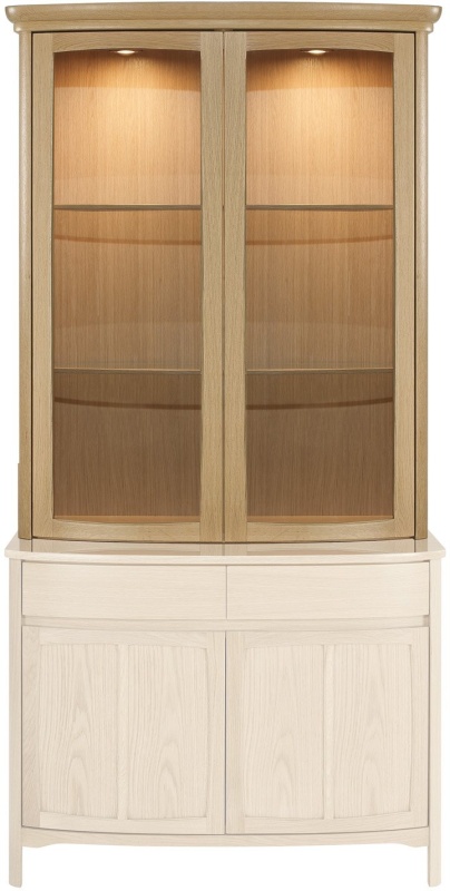 Nathan 4045 Shades Oak Shaped 2 Glass Door Display Top Unit