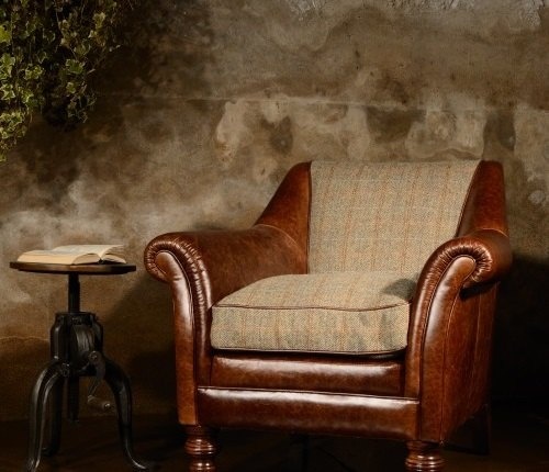 Tetrad Harris Tweed Dalmore Accent Chair - Option B (Hide & Tweed)