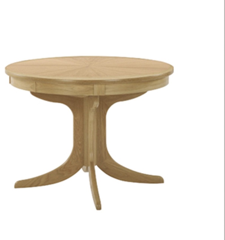 Nathan 2165 Shades Oak Circular Pedestal Dining Table with Sunburst Top