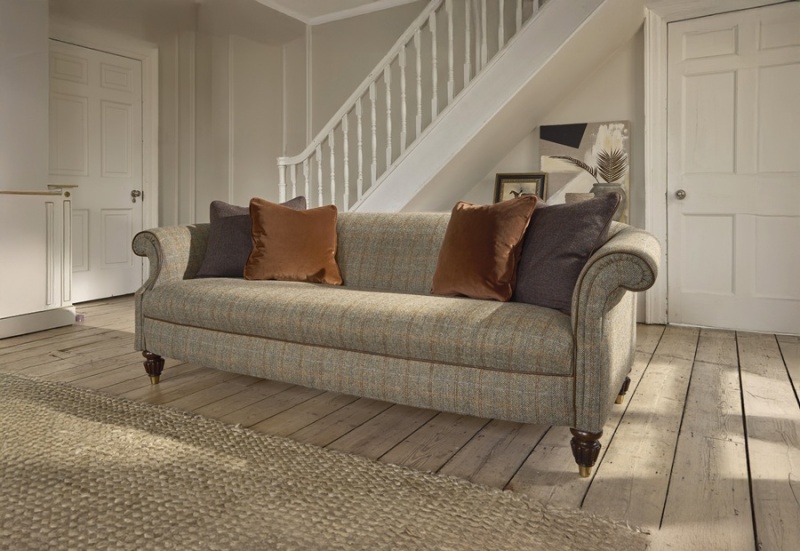 Tetrad Harris Tweed Bowmore Grand Sofa in Bracken – Edwardian Style Sofa