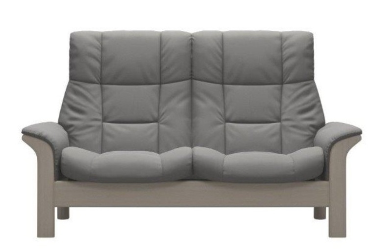 Stressless Buckingham 2-Seater High Back Sofa in Grey Fabric - Classic Reclining Sofa with Lumbar Support.