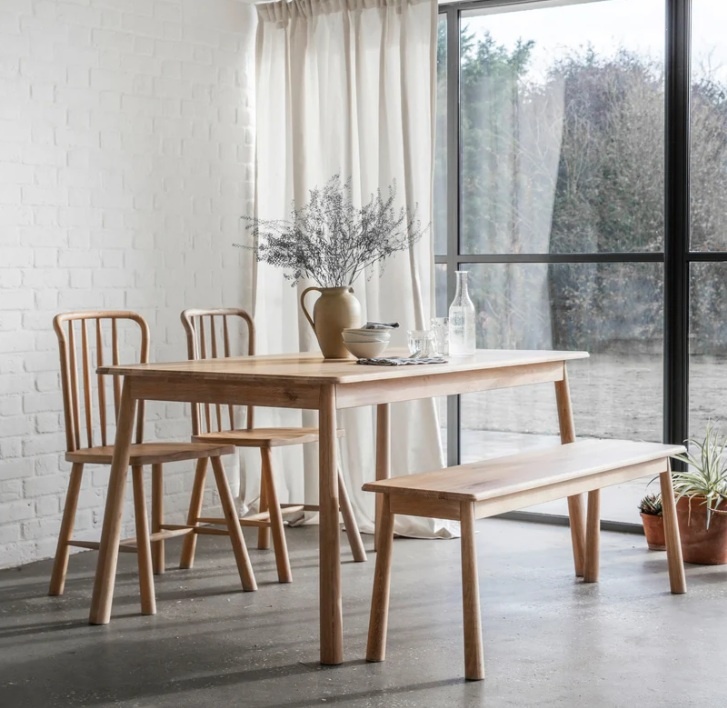 Gallery Direct Wycombe Oak Dining Table set with oak beach and chairs