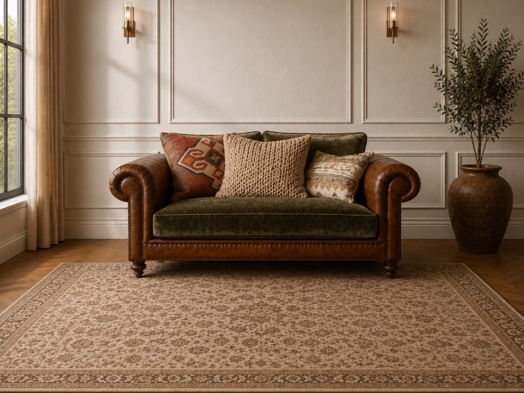 Tetrad Constable Snuggler Sofa in lounge with white wooden panelled walls