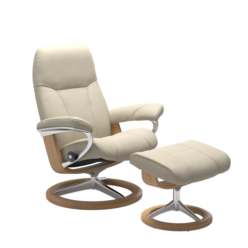Stressless Stressless Consul Chair & Stool Signature Base - 3 Colours & 3 Sizes - Quick Ship!