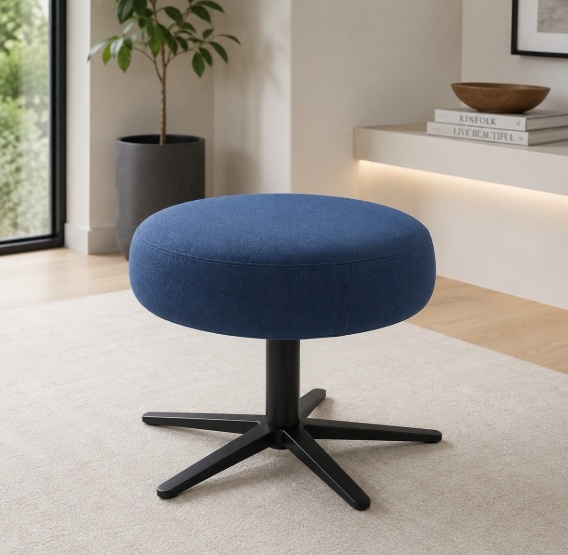 Fama Lenny footstool with black star base in a modern living room