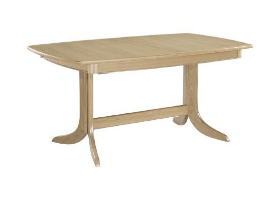 Nathan 2145 Shades Oak Extending Boat Shaped Dining Table on Pedestal