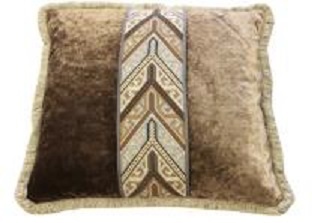 Tetrad Mulberry Medium Square Scatter Cushion with tasselled edges and embroidered braid