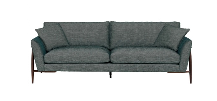 Ercol 4330/5 Forli Grand 4-Seater Sofa in Teal Fabric with Dark Wood (DK) Oak Legs – Brentham Furniture