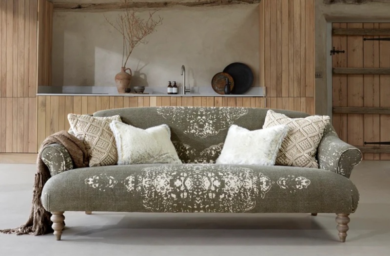 Tetrad Jacaranda Midi Sofa In Bagru Khaki fabric