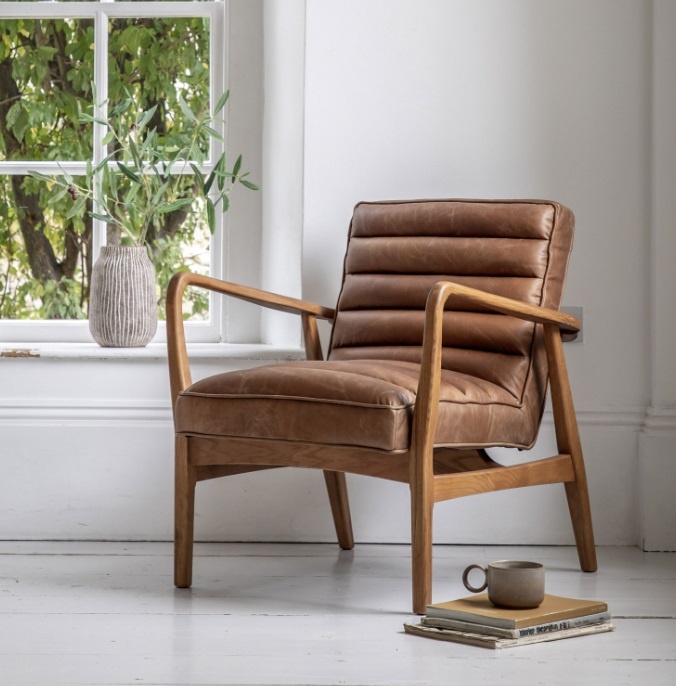 Gallery Direct Datsun Chair Vintage Brown by a window