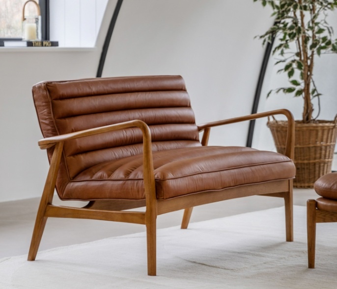 Gallery Direct Datsun 2 Seater Sofa Vintage Brown in a home setting