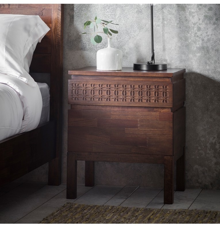 Gallery Boho Retreat 2 Drawer Chest beside bed