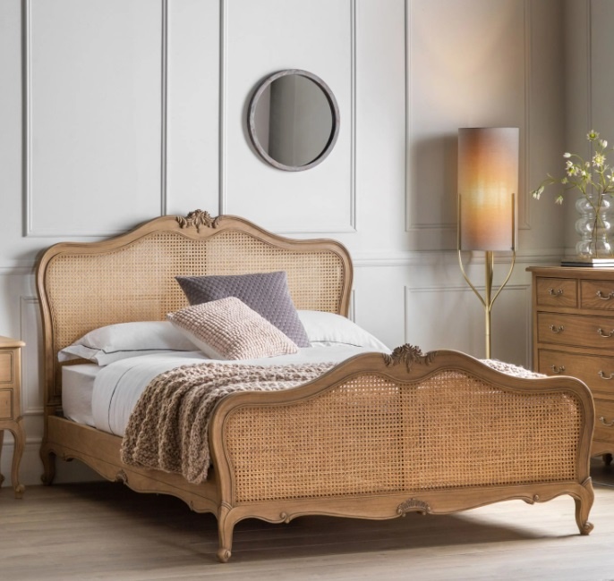 Gallery Chic 5' Kingsize Cane Bed Weathered in a traditionally styled bedroom