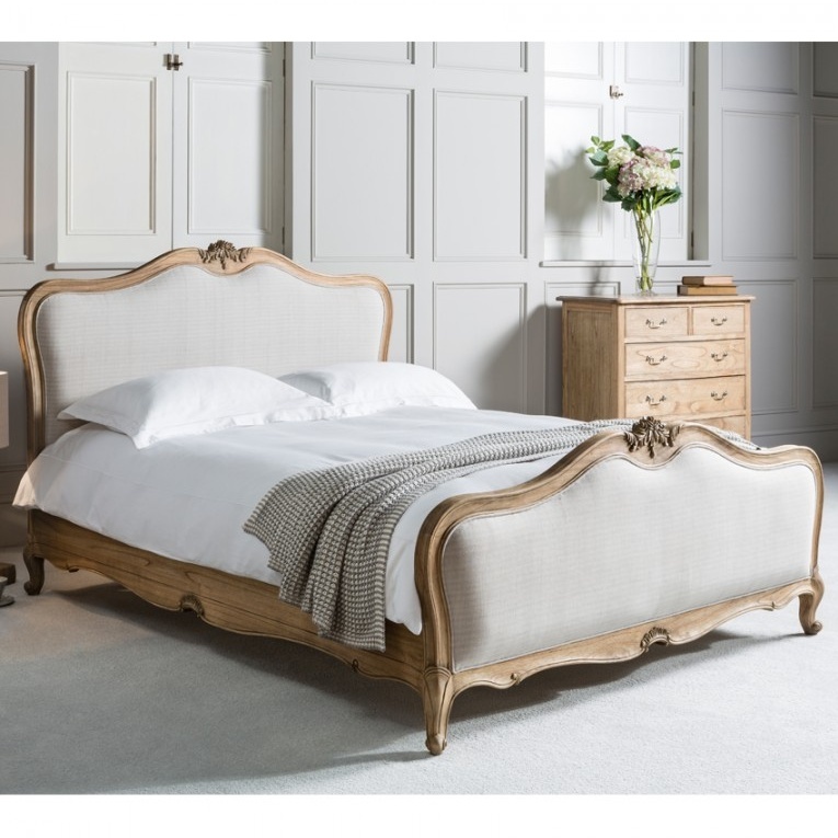 Gallery Chic 5' Linen Upholstered Kingsize Bed Weathered in a traditional home