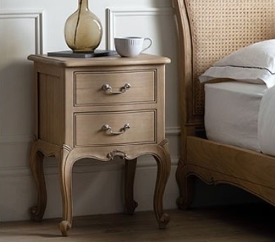 Gallery Chic Bedside Table Weathered in bedroom
