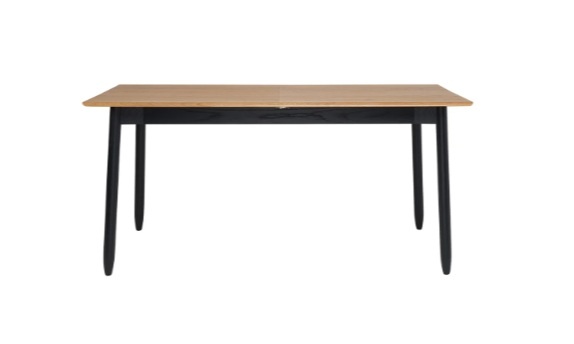 Ercol Monza 4061 Medium Extending Dining Table in Patina Oak with black tapered legs - Front Profile View