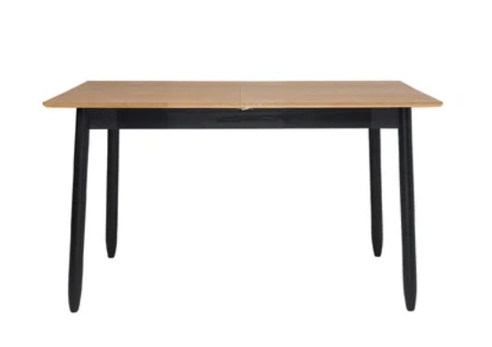 Ercol Monza 4060 Small Extending Dining Table in Patina Oak with black tapered legs - Front View