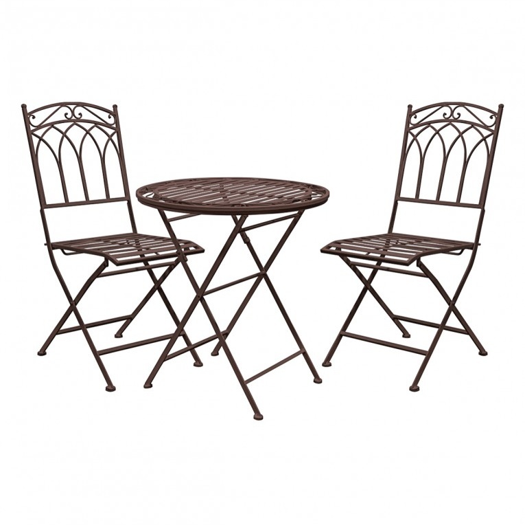 Gallery Burano 3 Piece Folding Metal Bistro Set in Ember dark grey finish