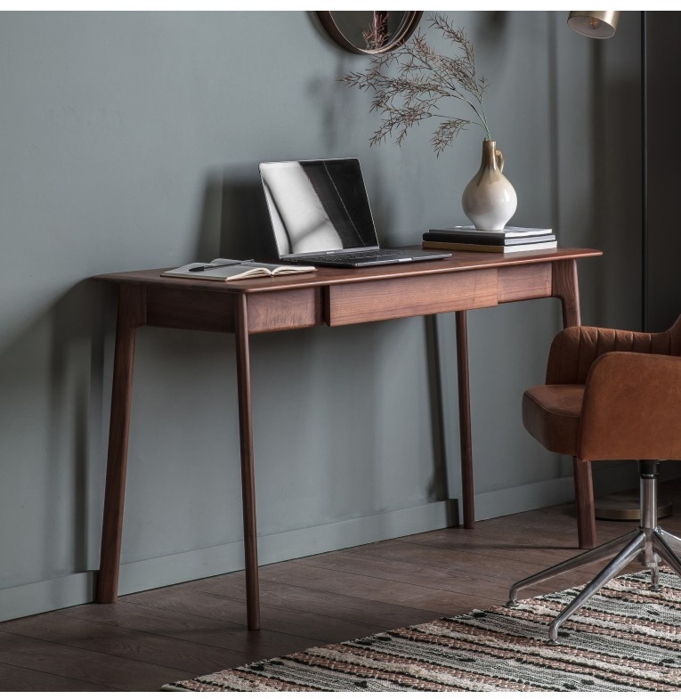 Gallery Direct Madrid 1 Drawer Desk Walnut in a contemporary home office setting