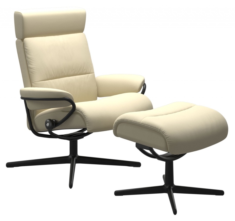 Stressless Tokyo Chair & Stool With Adjustable Headrest - Urban Cross Base