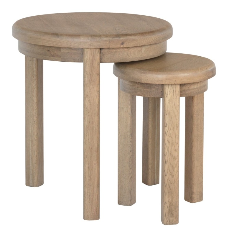 Brentham Furniture Warm Oak Round Nest of Tables